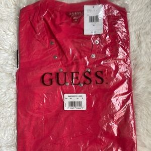 BRAND NEW GUESS CERISE STUDDED SPLIT NECK TOP XS PINK